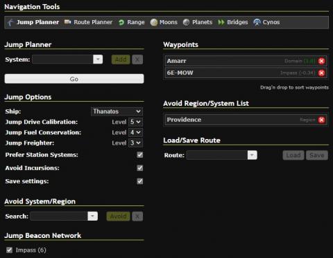 Dotlan - Jump Planner - Exemple 1